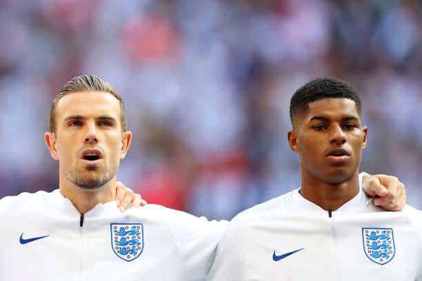 Henderson and Rashford sing before an England game