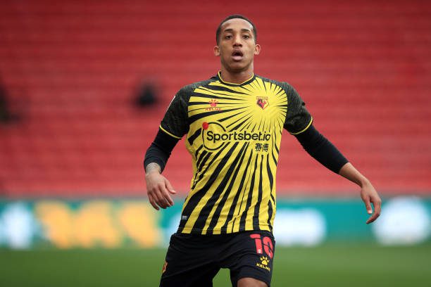 WATFORD, ENGLAND - APRIL 02: Joao Pedro of Watford during the Sky Bet Championship match between Watford and Sheffield Wednesday at Vicarage Road on April 2, 2021 in Watford, England. He'll be playing in the Premier League this season! (Photo by Marc Atkins/Getty Images)