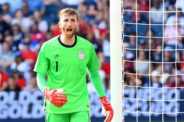 KANSAS CITY, KS - JULY 18: Matt Turner #1 of the United States during a game between Canada and USMNT at Children's Mercy Park on July 18, 2021 in Kansas City, Kansas. (Photo by Bill Barrett/ISI Photos/Getty Images)