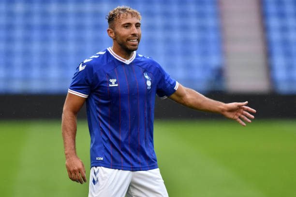 Oldham Athletic's Hallam Hope during the Pre-season Friendly match between League 2 side Oldham Athletic and Crewe Alexandra at Boundary Park, Oldham on Tuesday 27th July 2021. (Photo by Eddie Garvey/MI News/NurPhoto via Getty Images)