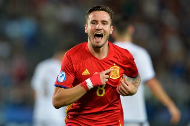 KRAKOW, POLAND - JUNE 27: Saul Niguez of Spain celebrates scoring his sides first goal during the UEFA European Under-21 Championship Semi Final match between Spain and Italy at Krakow Stadium on June 27, 2017 in Krakow, Poland.